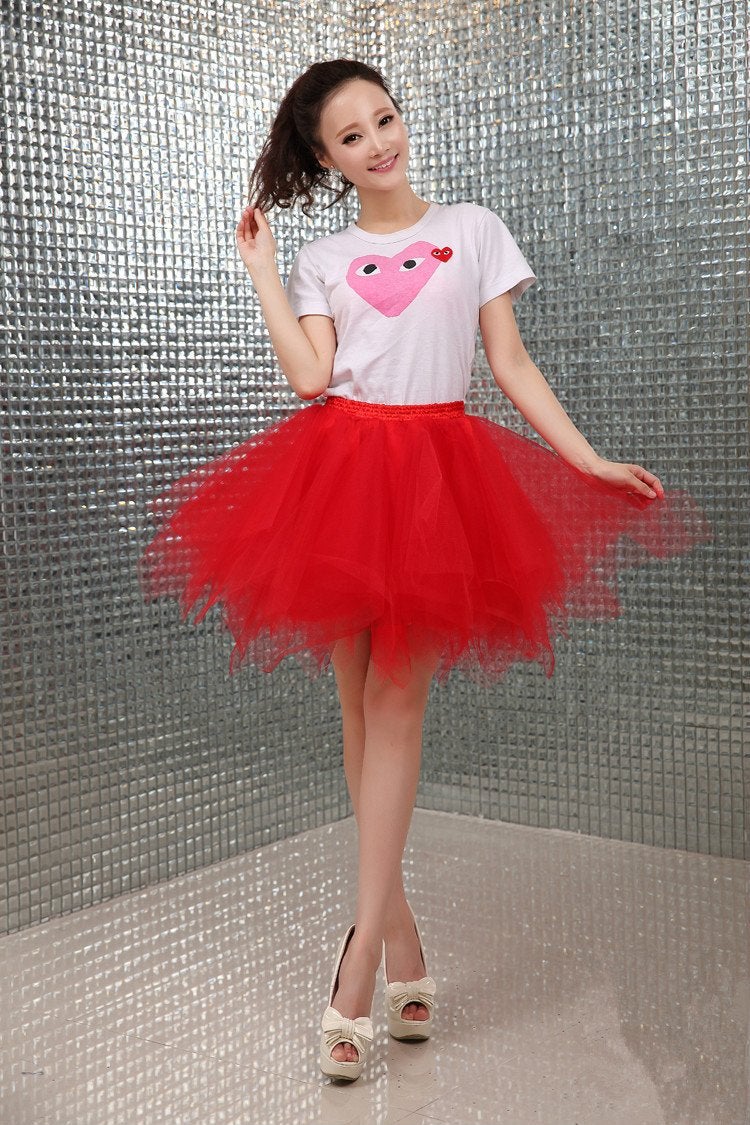 ChicWind Womens Red Puffy Tutu Layered Tulle Petticoat Skirt - Image 5